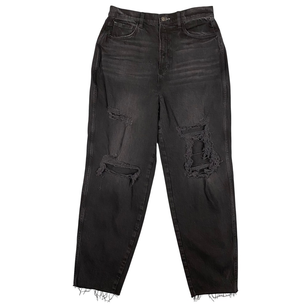 Arizona Jean Co Pinched Waist Baggy Jeans Black Galaxy Distressed Ripped Size 13